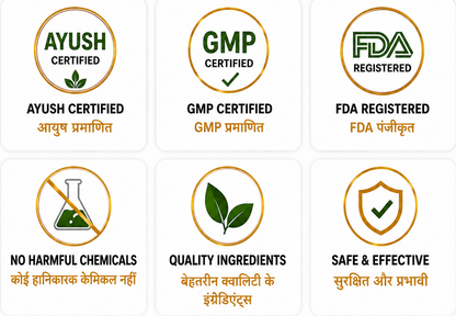 graphic for Night Love Powder with certification, trust badges, logos and text.